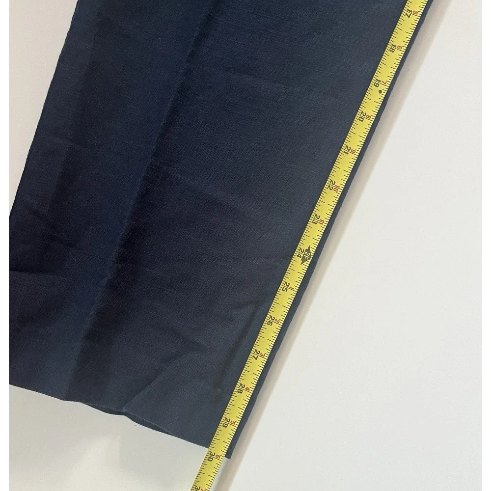 Liz‎ Claiborne Women's Size 12 Kylie Pant Pleat Navy 60% Linen / 40% Cotton